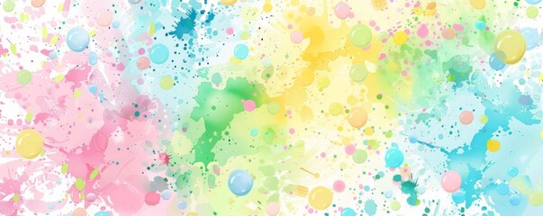 Colorful abstract paint splatter pattern with pastel hues and vibrant bubbles