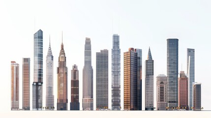 Fototapeta premium A city skyline with tall buildings and a clear blue sky