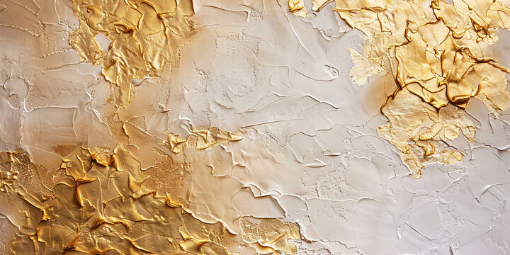 Golden and white background with rough textured grunge wall