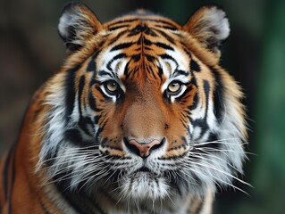 Fototapeta premium Majestic Tiger with Intense Gaze, Captivating Wildlife Portrait 