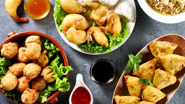 assorted of asian food
