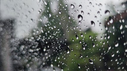 Water drop on window glass