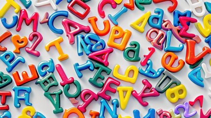 Kids Learning center, education background Word Alphabet colorful on white clean background