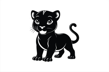 adorable line art vector silhouette illustration of a baby Panther