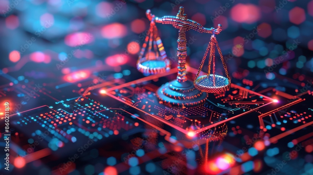 Aufkleber a conceptual representation of ethical ai decision-making in a digital environment.