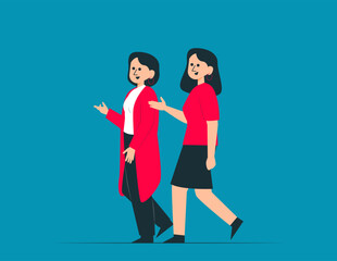 Obraz premium Friends walking on street together. Happy friends vector concept