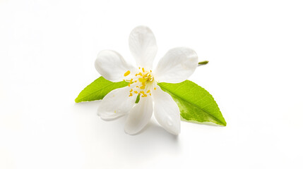 Obraz premium Orange tree blossom single white flower isolated on white Neroli citrus bloom : Generative AI