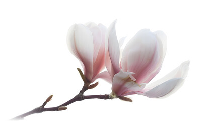 magnolia flower spring branch isolated on white background : Generative AI