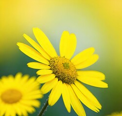 Naklejka premium yellow daisy flower, yellow, nature, summer, plant, garden, flora, daisy, flowers, macro, sun, petal, blossom, bloom, petals