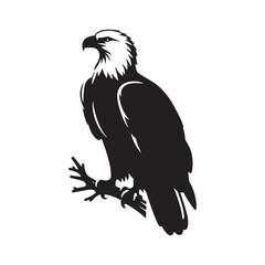 Stylish bald eagle silhouette for various projects - bald eagle black vector
