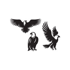 Simplistic bald eagle silhouette for versatile uses - bald eagle black vector

