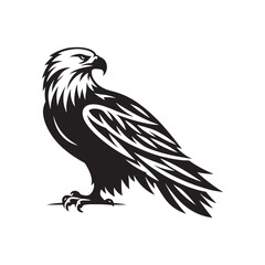 Minimalist bald eagle silhouette for digital art - bald eagle black vector
