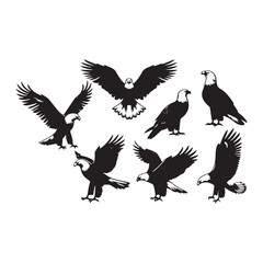 Modern bald eagle silhouette for all kinds of work - bald eagle black vector
