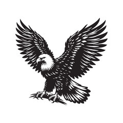 Bald eagle silhouette for digital and print use - bald eagle illustration - minimallest bald eagle vector
