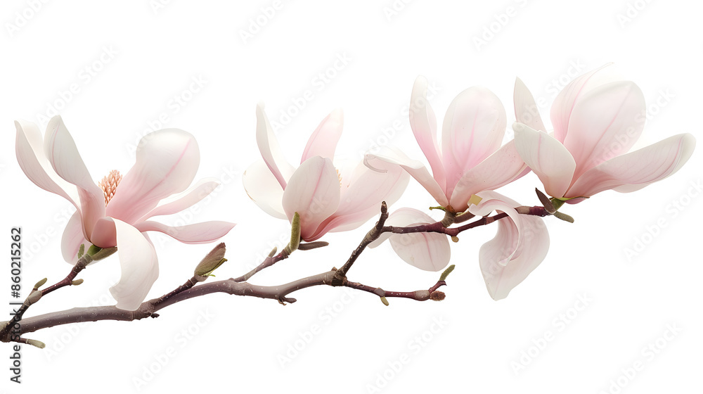 Aufkleber magnolia flower spring branch isolated on white background : generative ai