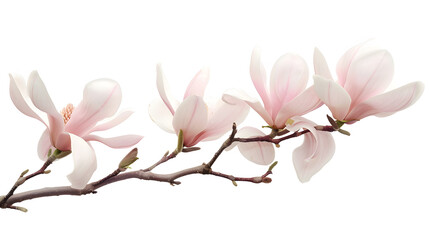 magnolia flower spring branch isolated on white background : Generative AI