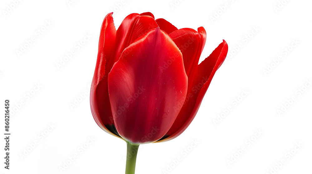 Poster Red tulip  flower  on white isolated background with clipping path Closeup For design Nature : Generative AI