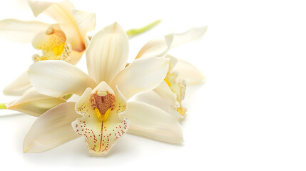 Vanilla orchid vanilla flower isolated on white background : Generative AI
