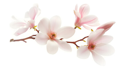 Fototapeta premium a branch of tender spring pink flower primrose magnolia isolated on white background : Generative AI