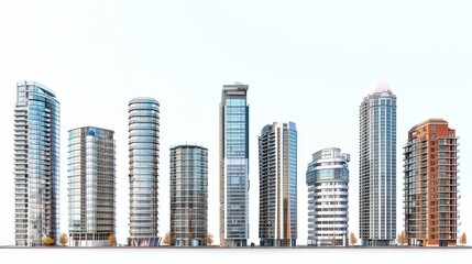 Fototapeta premium A row of tall buildings with different colors and styles