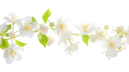 Obraz premium branch of jasmine flowers isolated on white background : Generative AI