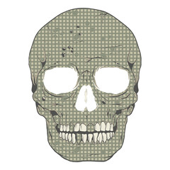 Obraz premium Russian Army Camouflage skull illustration, tee shirt graphics, vectors, typography, single skull pattern, isolated white background. Dtf and dtg print for tee, sweatshirt and hoodie.