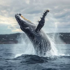 Papier peint photo  humpback tail jumping out of water  © Nuntapuk