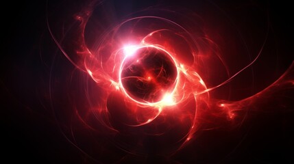 Abstract Red Energy Orb With Swirling Light Trails