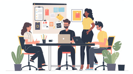 people working together in office brainstorming