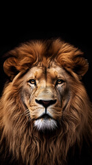 Fototapeta premium lion portrait black background