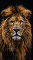 Fototapeta premium lion portrait black background