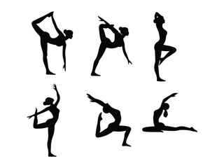 silhouettes of people doing yoga.yoga logo design.