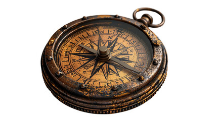 High-resolution image of an antique brass compass with intricate engravings, showcasing vintage travel and navigation tools.