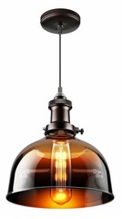 Modern Brown Glass Pendant Light Fixture With Edison Bulb