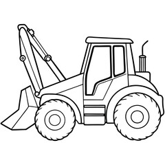 Fototapeta premium Building transportation al lineart set. Excavator tractor grader tipper. collection of line art. 