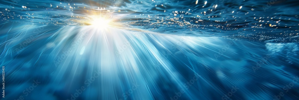 Poster mesmerizing sparkling effect underwater enhanced by the sharp focus of the camera capturing the intr