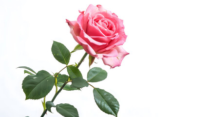 Naklejka premium Pink rose flower isolated on white background soft focus and clipping path : Generative AI