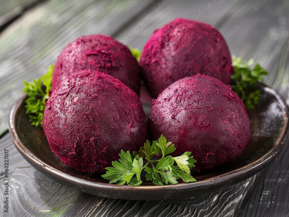Poster Vibrant Beetroot Display on a Plate Generative AI