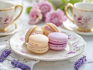 Delicious Macaroons on a Kitchen Table Generative AI