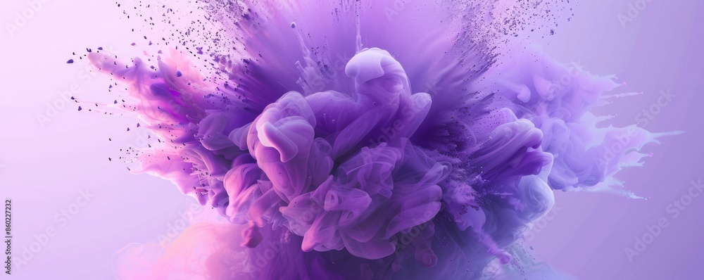 Aufkleber abstract purple color powder explosion in motion creating intricate and fascinating shapes