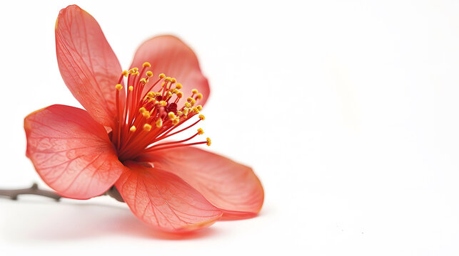 A real fresh ochna integerrima flower for New Lunar Year in Vietnam isolated on white : Generative AI