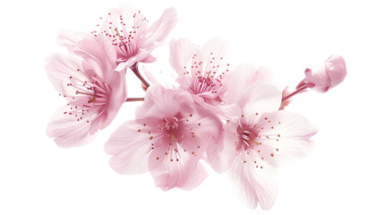 Beautiful sakura blossom isolated on white Spring season : Generative AI