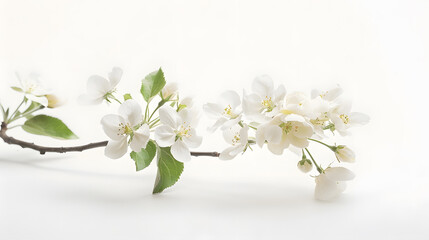 Closeup of branch with Apple blossoms isolated on white background : Generative AI