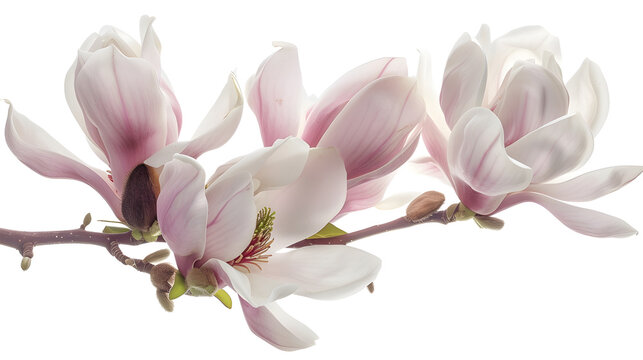 Beautiful magnolia flower bouquet isolated on white background : Generative AI