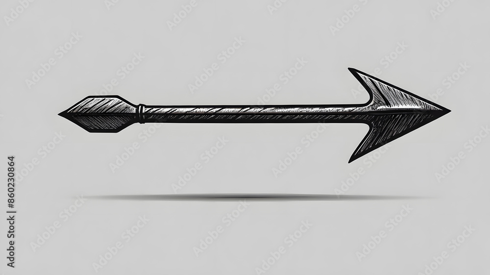 Poster black large forward or right pointing sketched long arrow icon for symbols of moving forward and dir