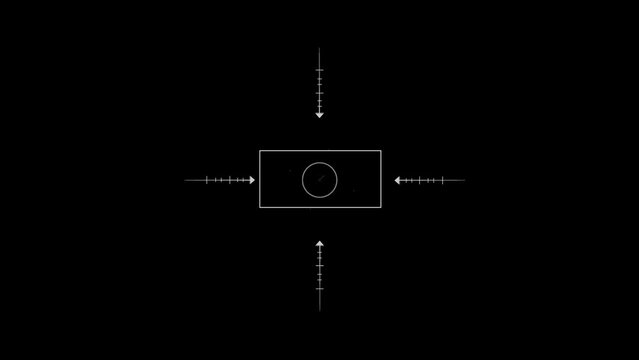 Scanning moving target shape with alpha channel White HUD rectangle User interface on isolated black background