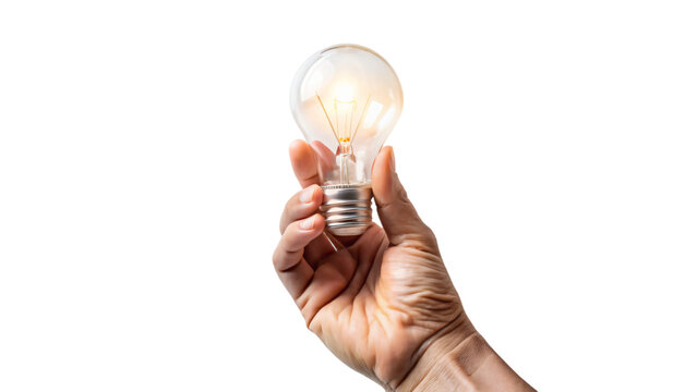 A hand holding a light bulb symbolizes a bright idea or creative solution