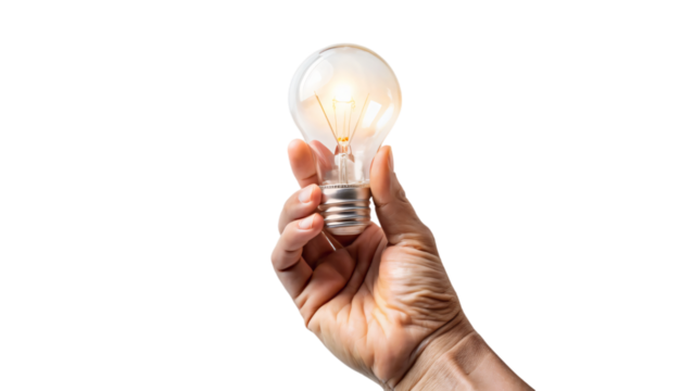 A hand holding a light bulb symbolizes a bright idea or creative solution