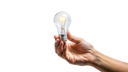 A hand holding a light bulb symbolizes a bright idea or creative solution