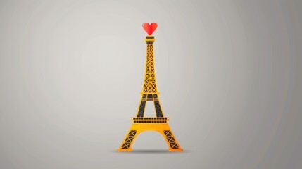 A cartoon drawing of the Eiffel Tower with hearts on it